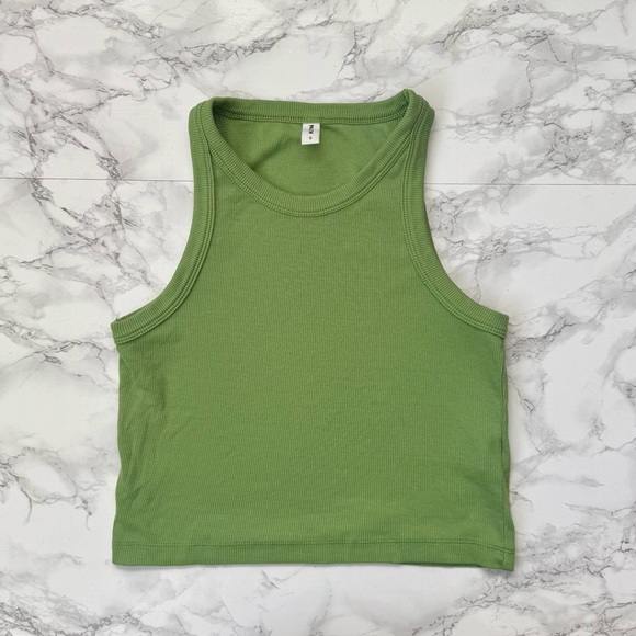 Kotn Cropped Racer Tank in Green Small - Picture 1 of 2